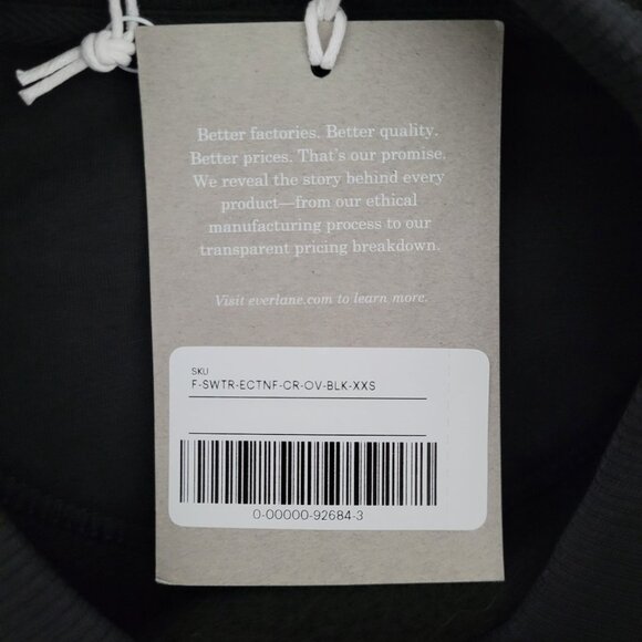 Everlane The ReNew Fleece Oversized Crew Sweater Womens Size XXS Black NWT - Picture 4 of 8